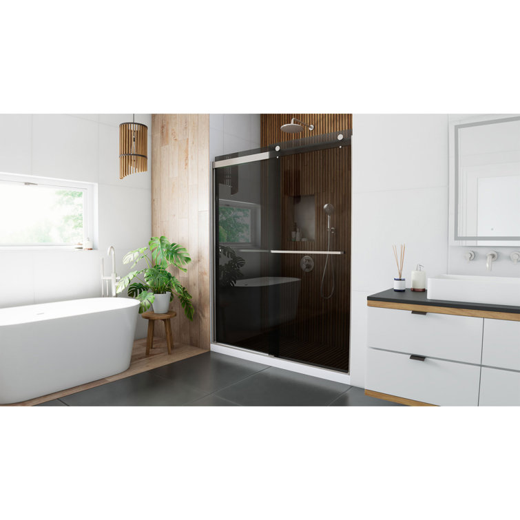 Sapphire 56-60" Brushed Nickel Semi-Frameless Sliding Shower Door with Smoke Gray Glass