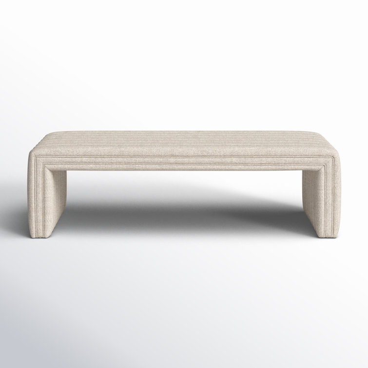 Contemporary Beige Upholstered Storage Bench 61"