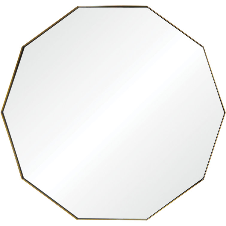 Geometric Antique Brass Octagonal Wall Mirror