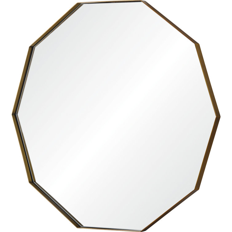 Geometric Antique Brass Octagonal Wall Mirror