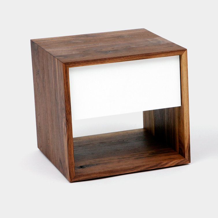 Walnut and White 1-Drawer Modern Nightstand