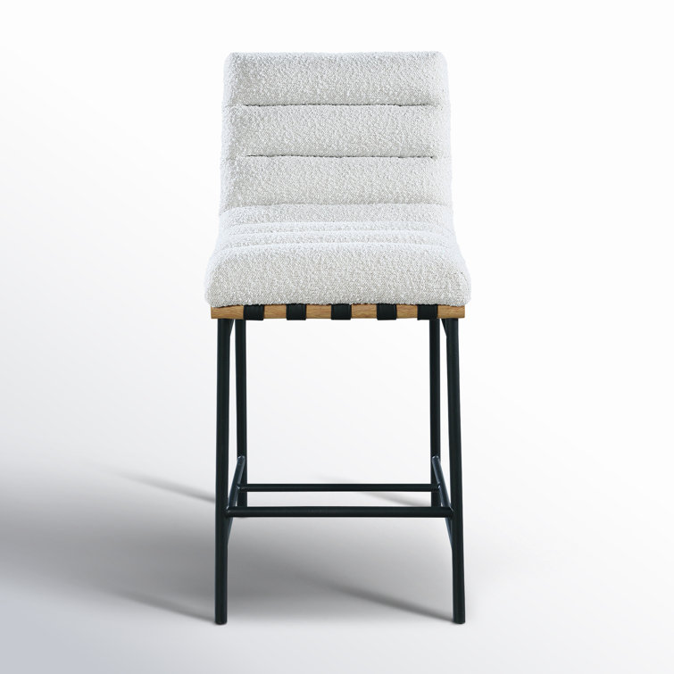 Cream Boucle Fabric and Metal Counter Stool