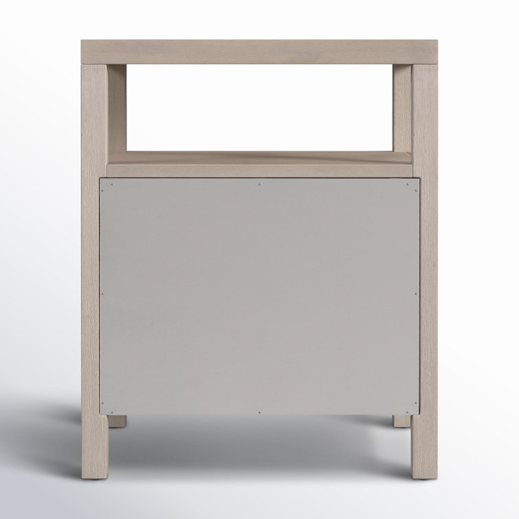 Nora Antique Taupe 2-Drawer Acacia Wood Nightstand