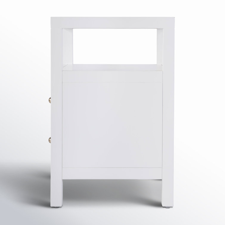 Smooth White 2-Drawer Nightstand with Gold Knobs