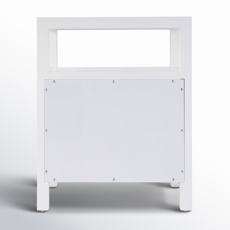 Smooth White 2-Drawer Nightstand with Gold Knobs