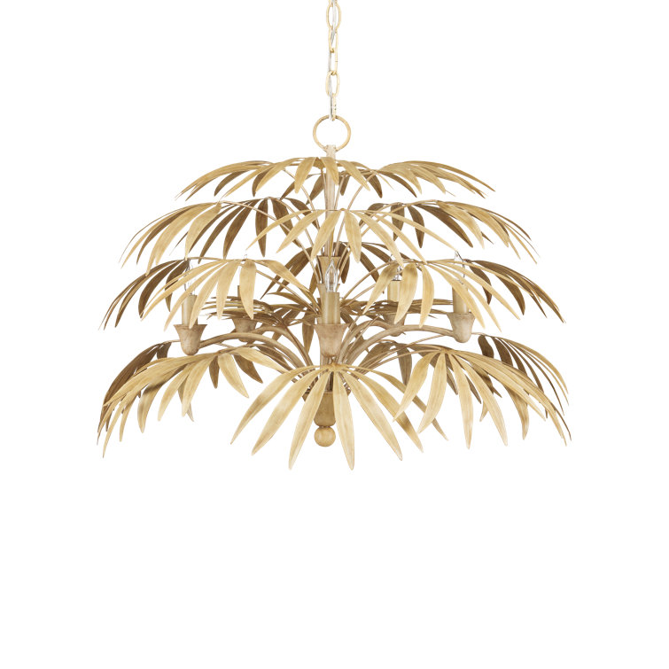 Coco Cream and Ivory 5-Light Bamboo Leaf Chandelier