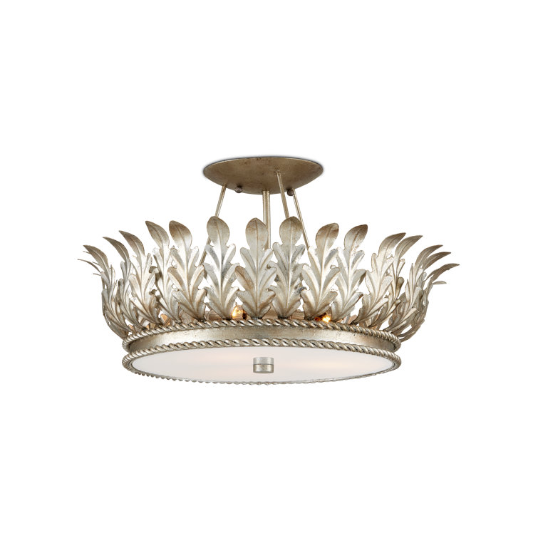 Champagne Silver Wrought Iron Semi-Flush Mount Light Fixture