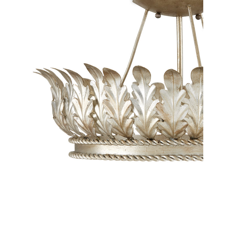 Champagne Silver Wrought Iron Semi-Flush Mount Light Fixture