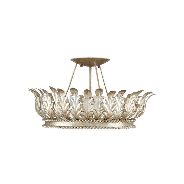 Champagne Silver Wrought Iron Semi-Flush Mount Light Fixture