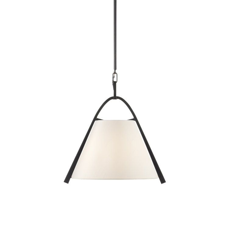 Black and White Steel Pendant Light with Tapered Shade