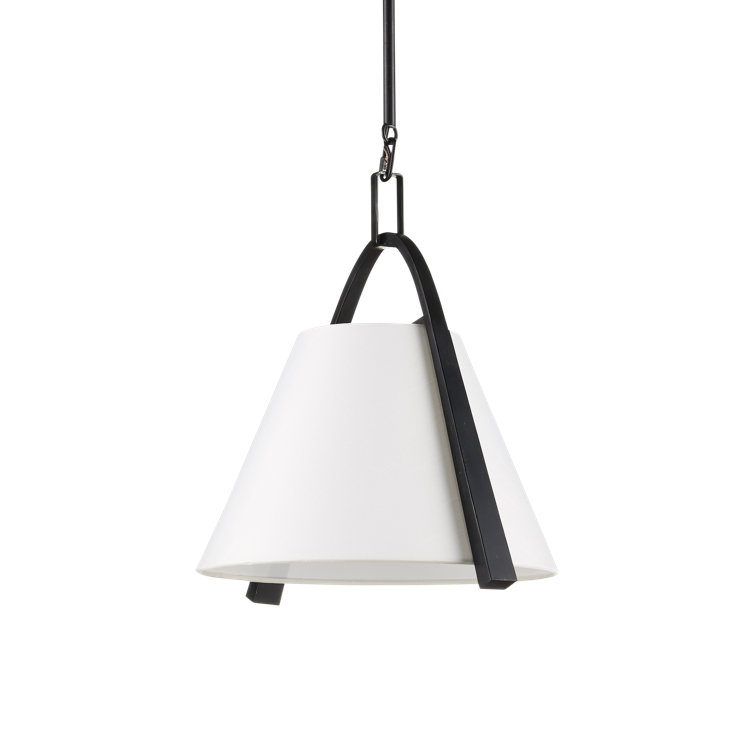 Black and White Steel Pendant Light with Tapered Shade