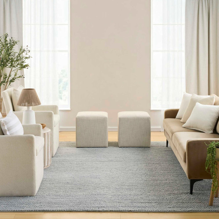 Handmade Denim Wool and Cotton Rectangular Indoor Rug