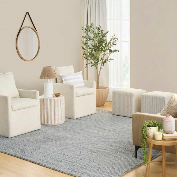 Handmade Denim Wool and Cotton Rectangular Indoor Rug