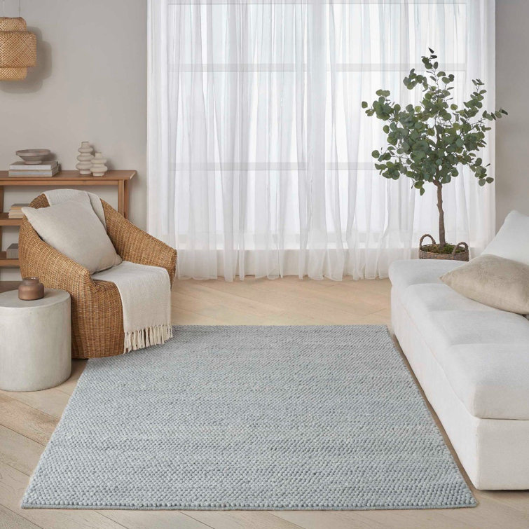 Handmade Denim Wool and Cotton Rectangular Indoor Rug