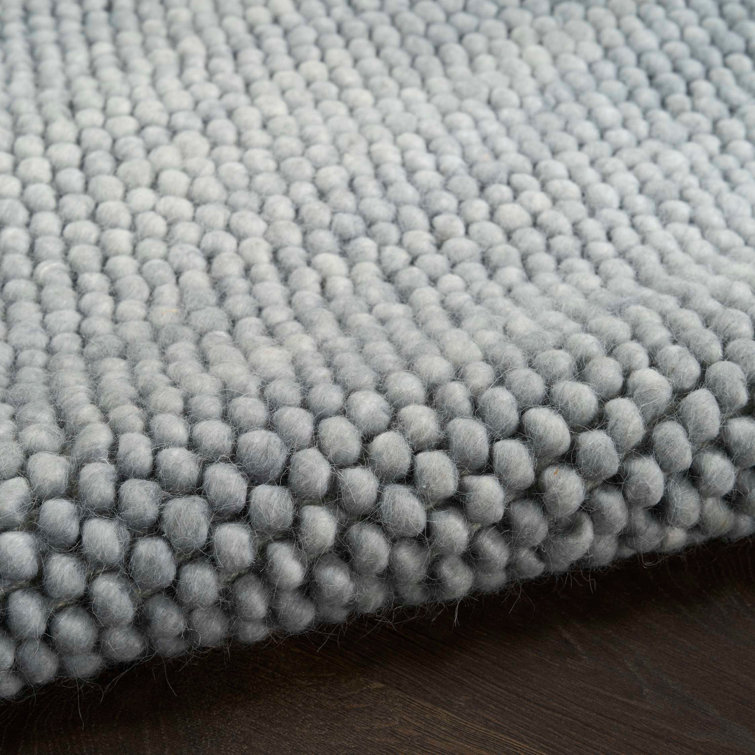 Handmade Denim Wool and Cotton Rectangular Indoor Rug