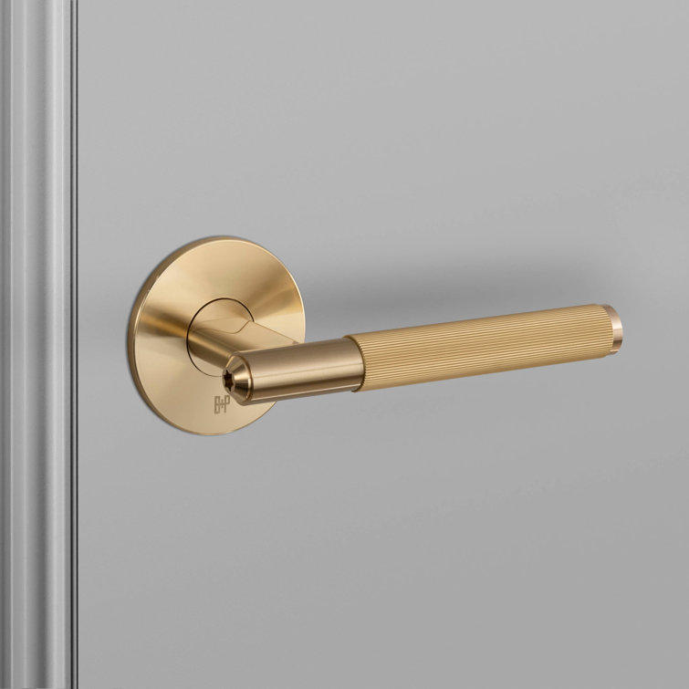 Brass Linear Knurled Door Handle with Passage Latch