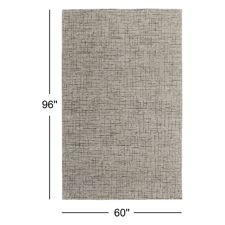 Beige and Gray Hand-Tufted Wool Rectangular Rug