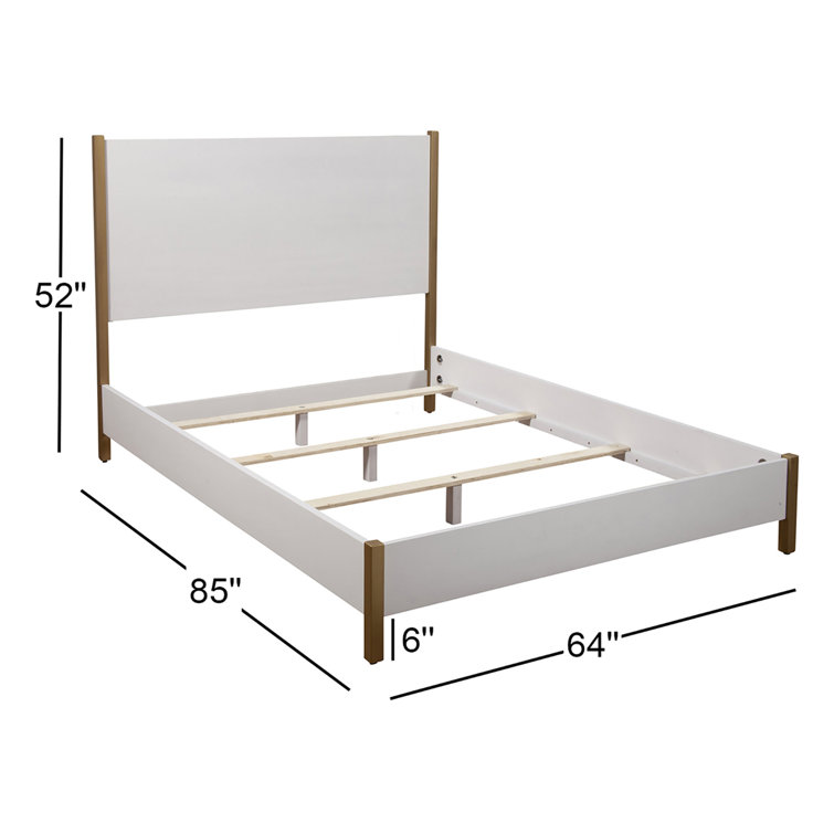 Queen White and Brown Upholstered Wood Frame Bed