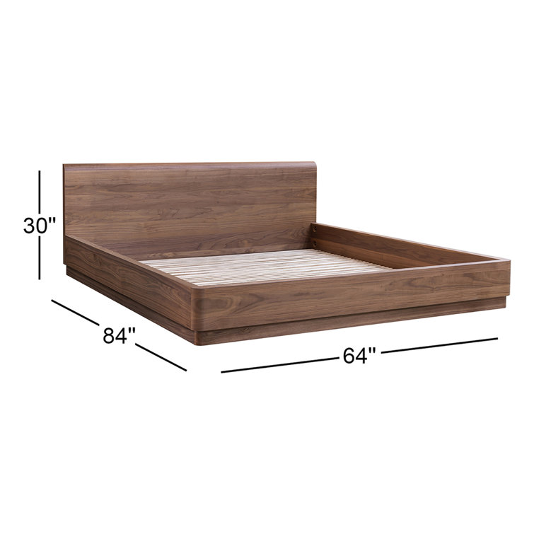 Natural Walnut Queen Bed with Softly Rounded Corners and Slats