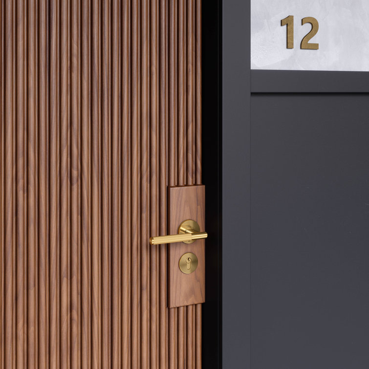Brass Linear Knurled Door Handle with Passage Latch