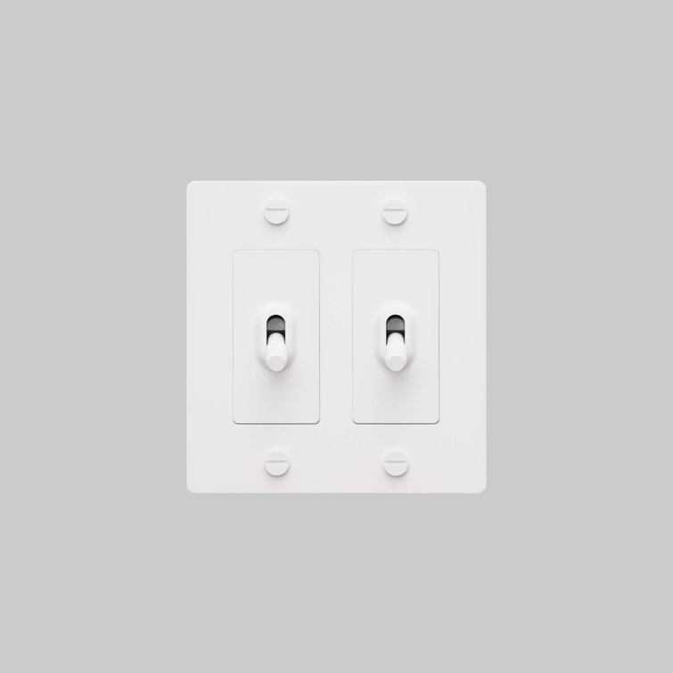 White Double Toggle Switch with Solid Metal Plate