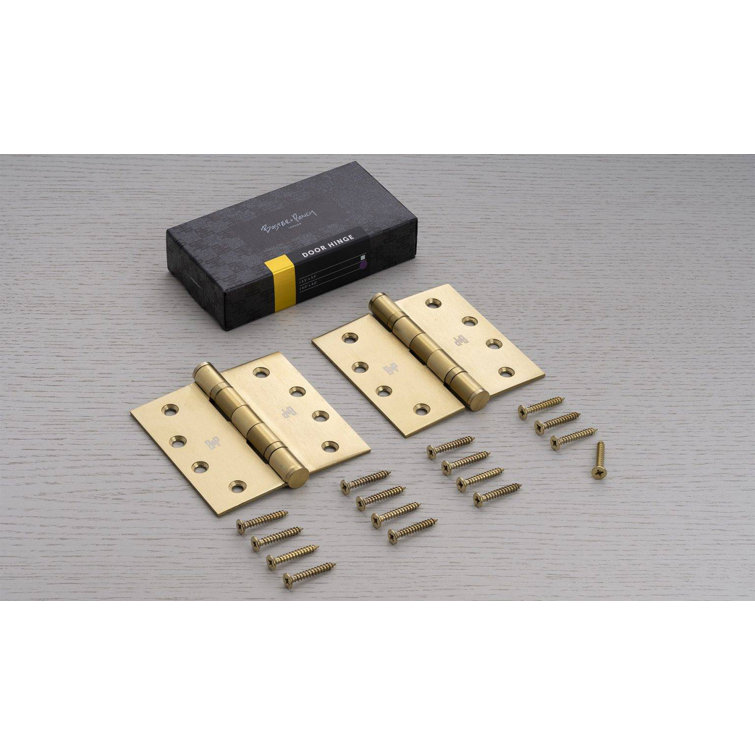 4'' x 4'' Brass Finish Solid Metal Door Hinges