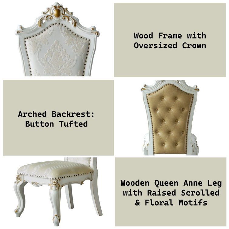 Elegant Beige Faux Leather Upholstered Side Chair with Queen Anne Legs