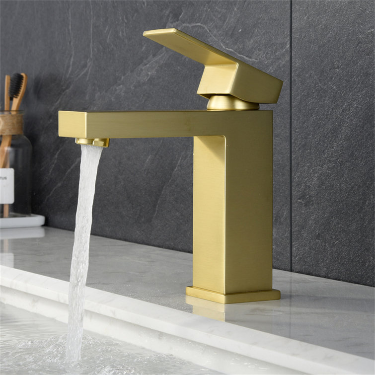 Brushed Gold Single Handle Modern Bathroom Faucet