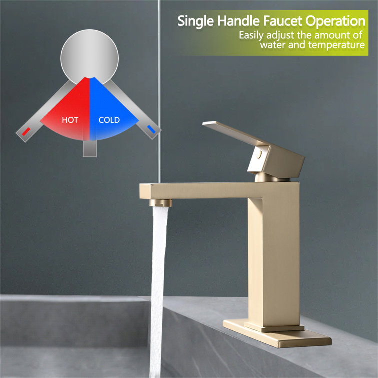 Brushed Gold Stainless Steel Single Handle Bathroom Faucet