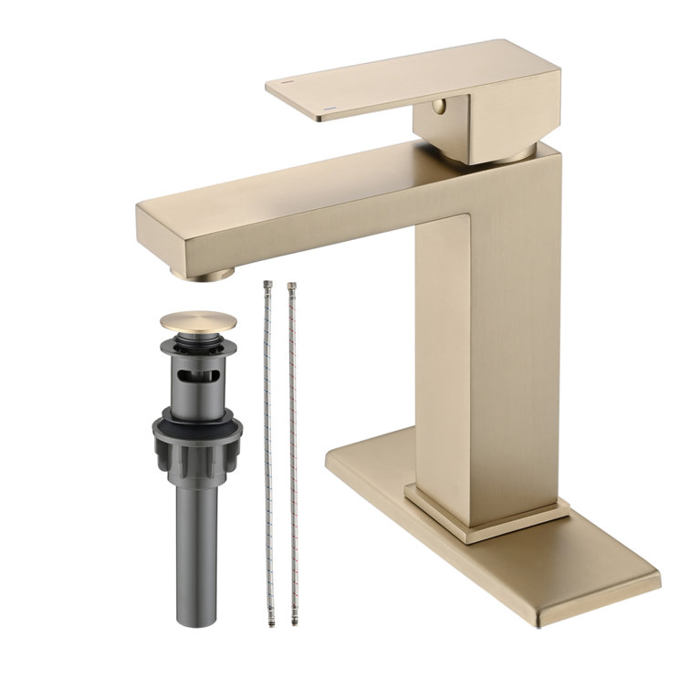 Brushed Gold Stainless Steel Single Handle Bathroom Faucet