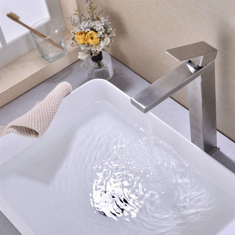 Brushed Nickel Single Handle High Arc Bathroom Faucet