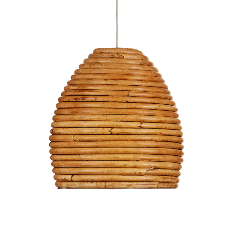 Beehive Rattan Shade Silver Finish 1-Light Pendant