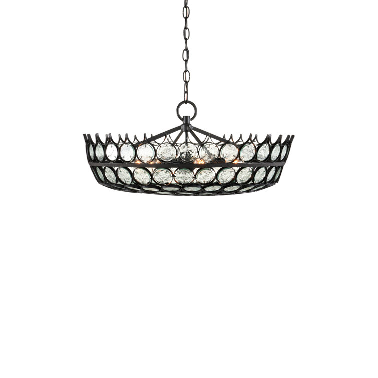 Satin Black Recycled Glass 6-Light Chandelier