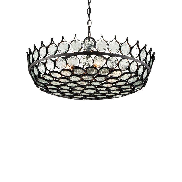 Satin Black Recycled Glass 6-Light Chandelier