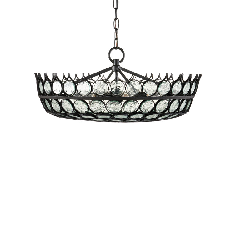 Satin Black Recycled Glass 6-Light Chandelier