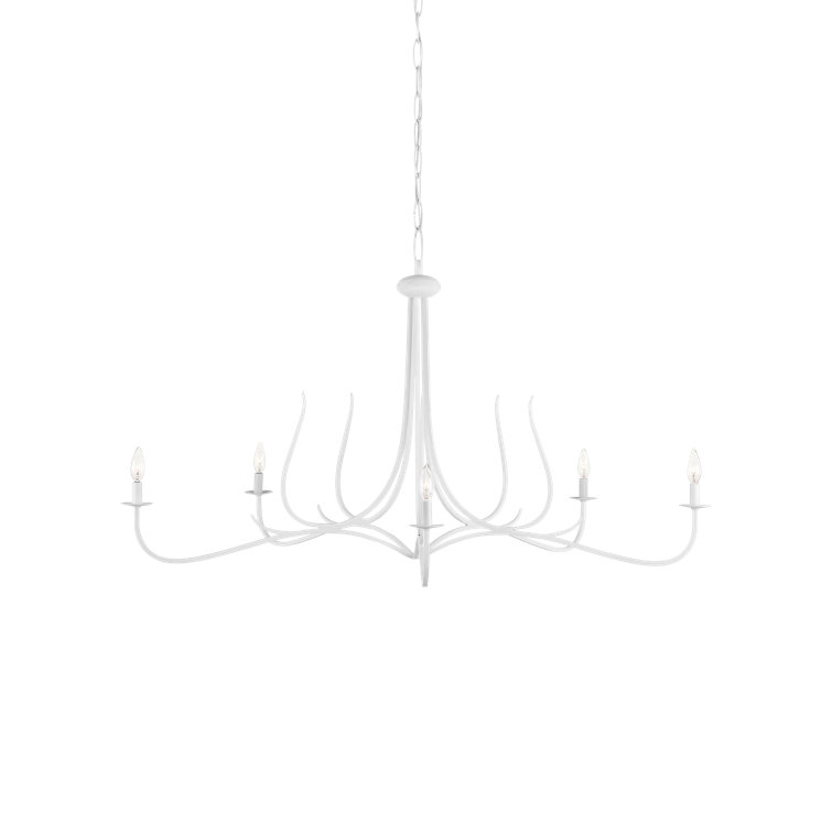 Gesso White 5-Light Candle Chandelier with Adjustable Height