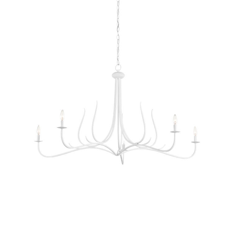 Gesso White 5-Light Candle Chandelier with Adjustable Height