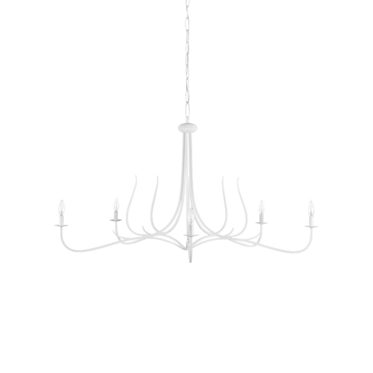 Gesso White 5-Light Candle Chandelier with Adjustable Height