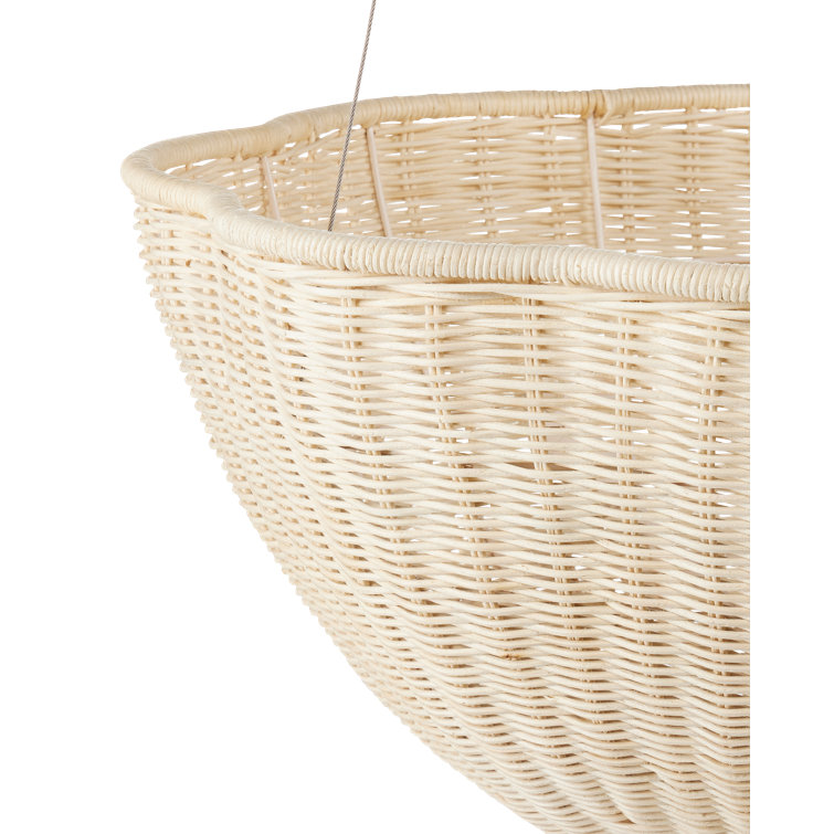 Bleached Natural Vanilla Wicker 3-Light Bowl Pendant