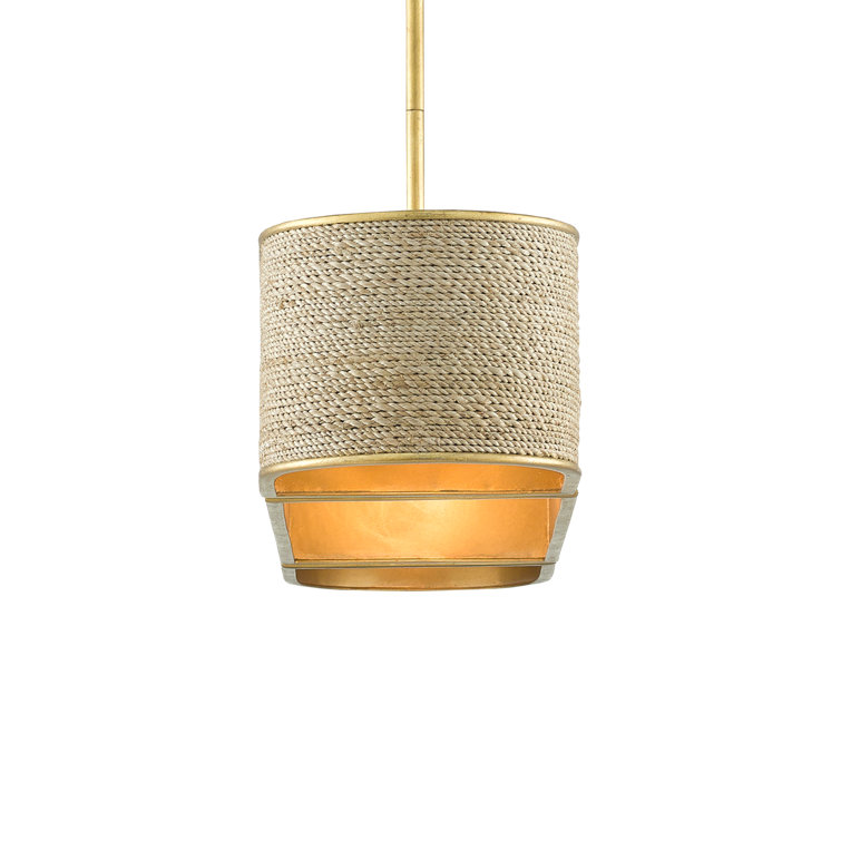 Gold Leaf and Abaca Rope 4-Light Oval Pendant