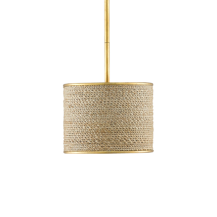 Gold Leaf and Abaca Rope 4-Light Oval Pendant