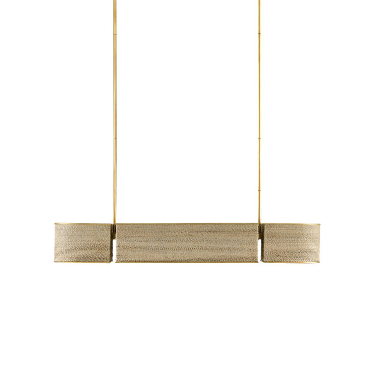 Gold Leaf and Abaca Rope 4-Light Oval Pendant
