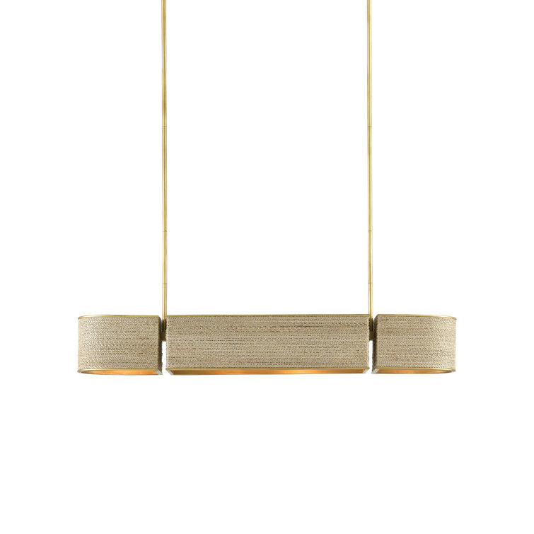 Gold Leaf and Abaca Rope 4-Light Oval Pendant