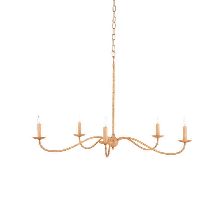 Saxon Natural Rattan 5-Light Candle Chandelier