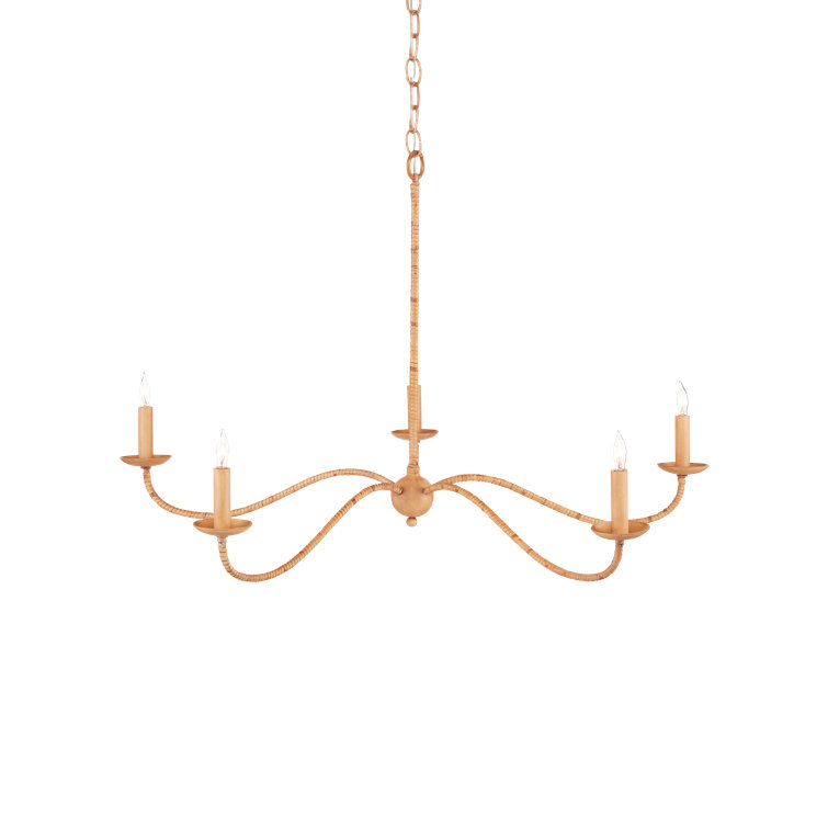 Saxon Natural Rattan 5-Light Candle Chandelier