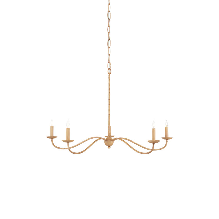 Saxon Natural Rattan 5-Light Candle Chandelier