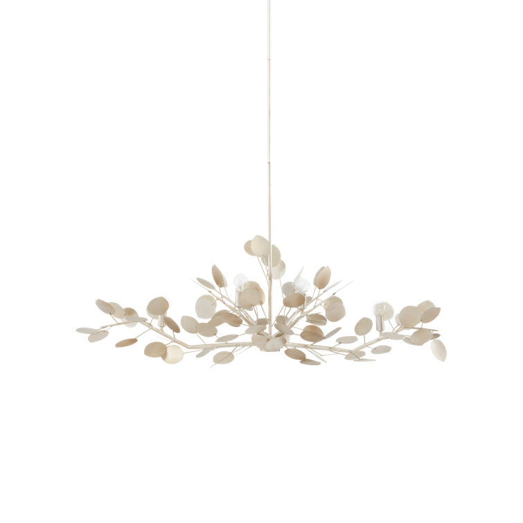 Lunaria Silver Leaf Oval Wrought Iron Chandelier