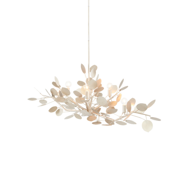 Lunaria Silver Leaf Oval Wrought Iron Chandelier