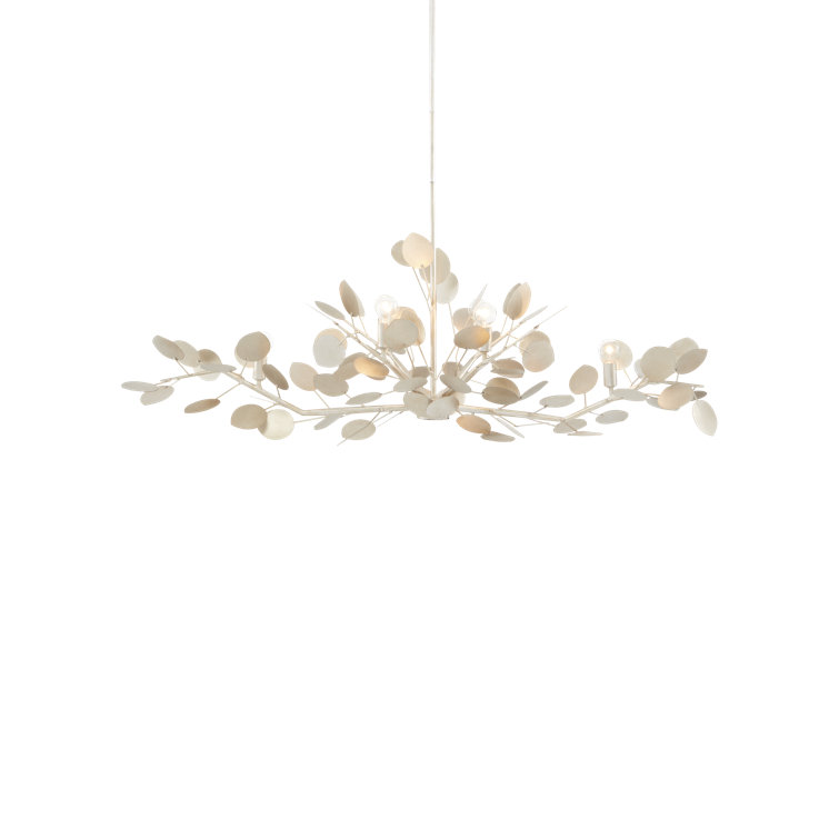 Lunaria Silver Leaf Oval Wrought Iron Chandelier