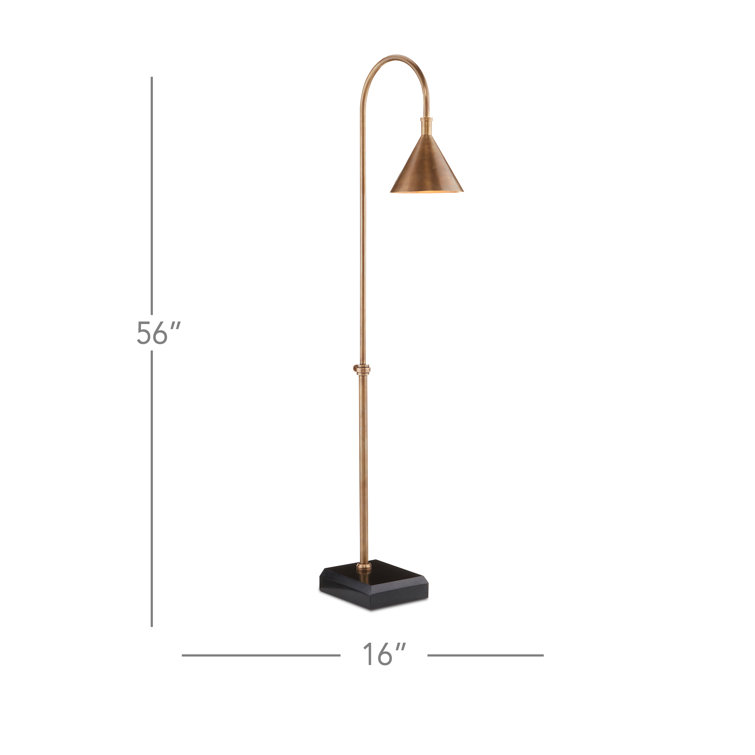 Vision Arched Cordless Floor Lamp in Vintage Brass and Black